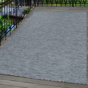 Garten, Outdoor, Terassenteppich, Picknickteppich, Sisal, Flach, Unifarbe, Farbe:Blau