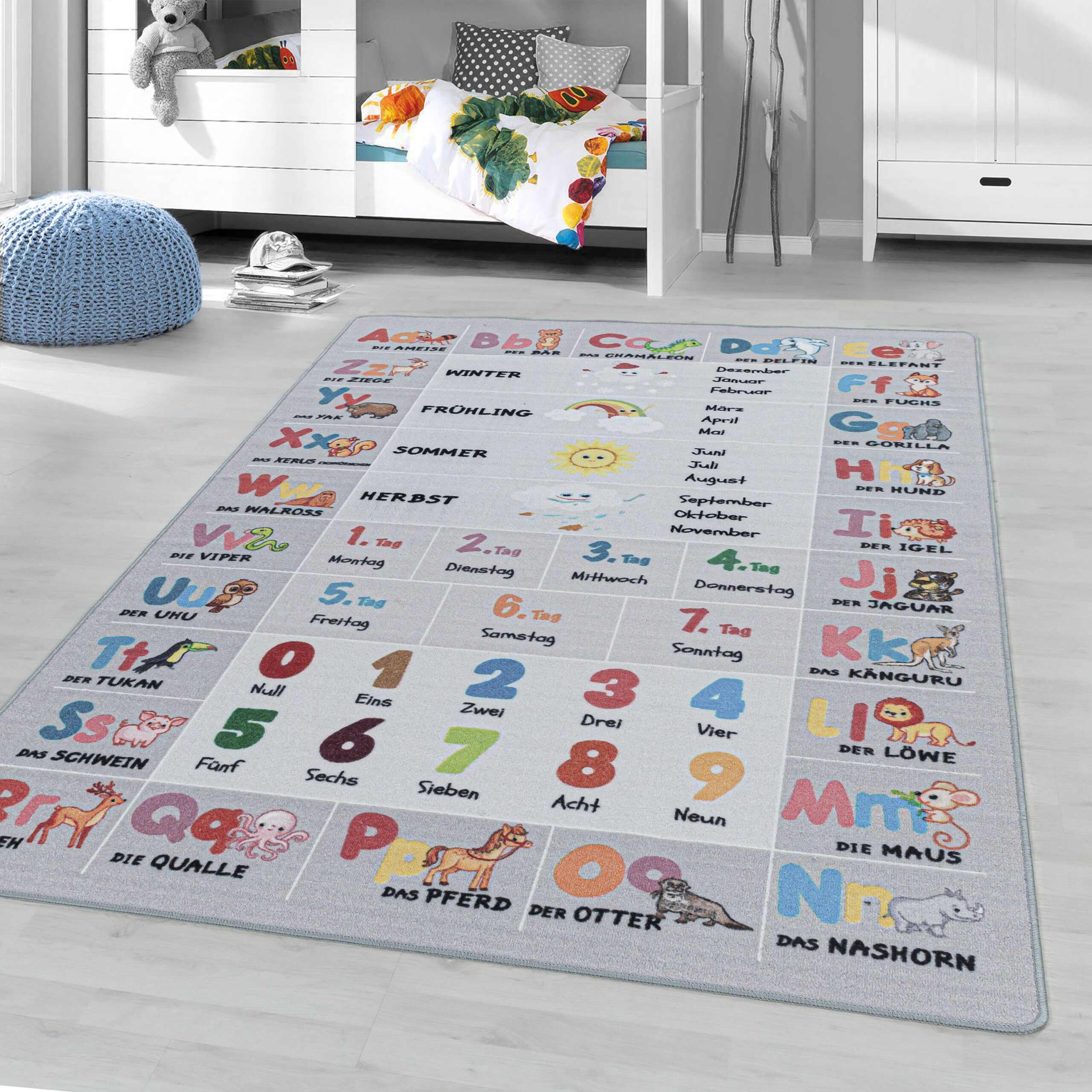 Design Teppich, kurzflor, mit kariertem Muster, meliert, soft, Farbe:Grau