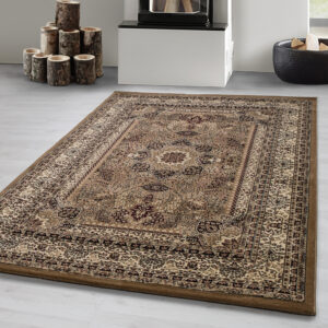 Orientalischer Wohnzimmerteppich, klassiker Teppich, kurzflor, Farbe:Beige